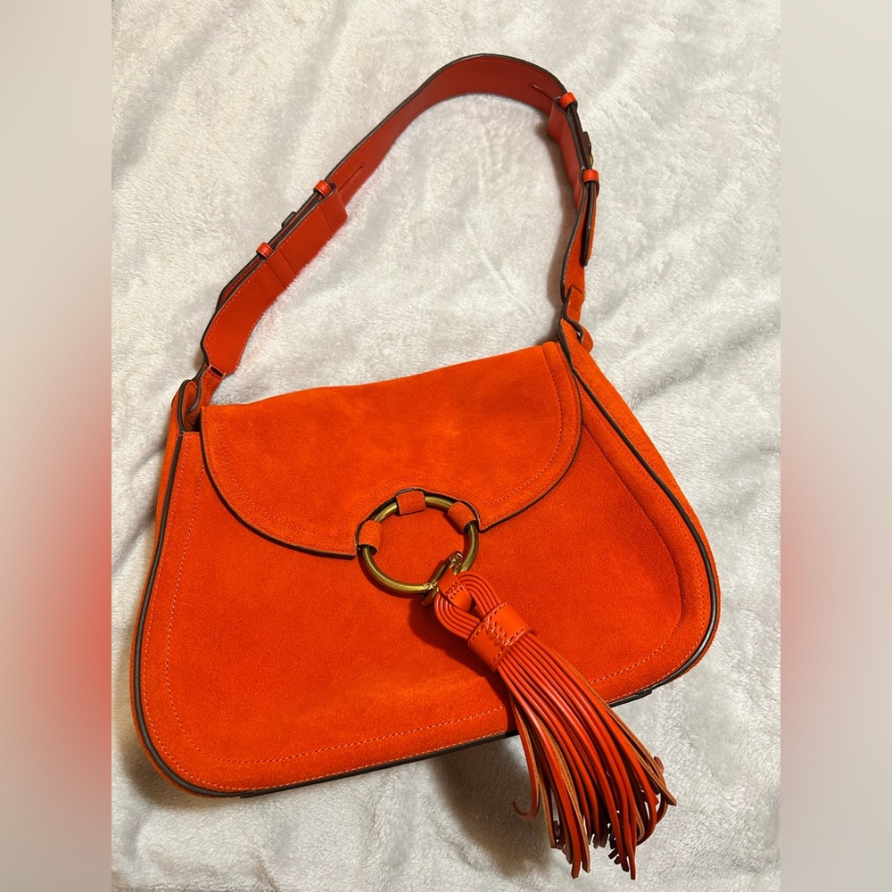 （Never Wore) Tory Burch Tassel Suede Shoulder Saddle Bag